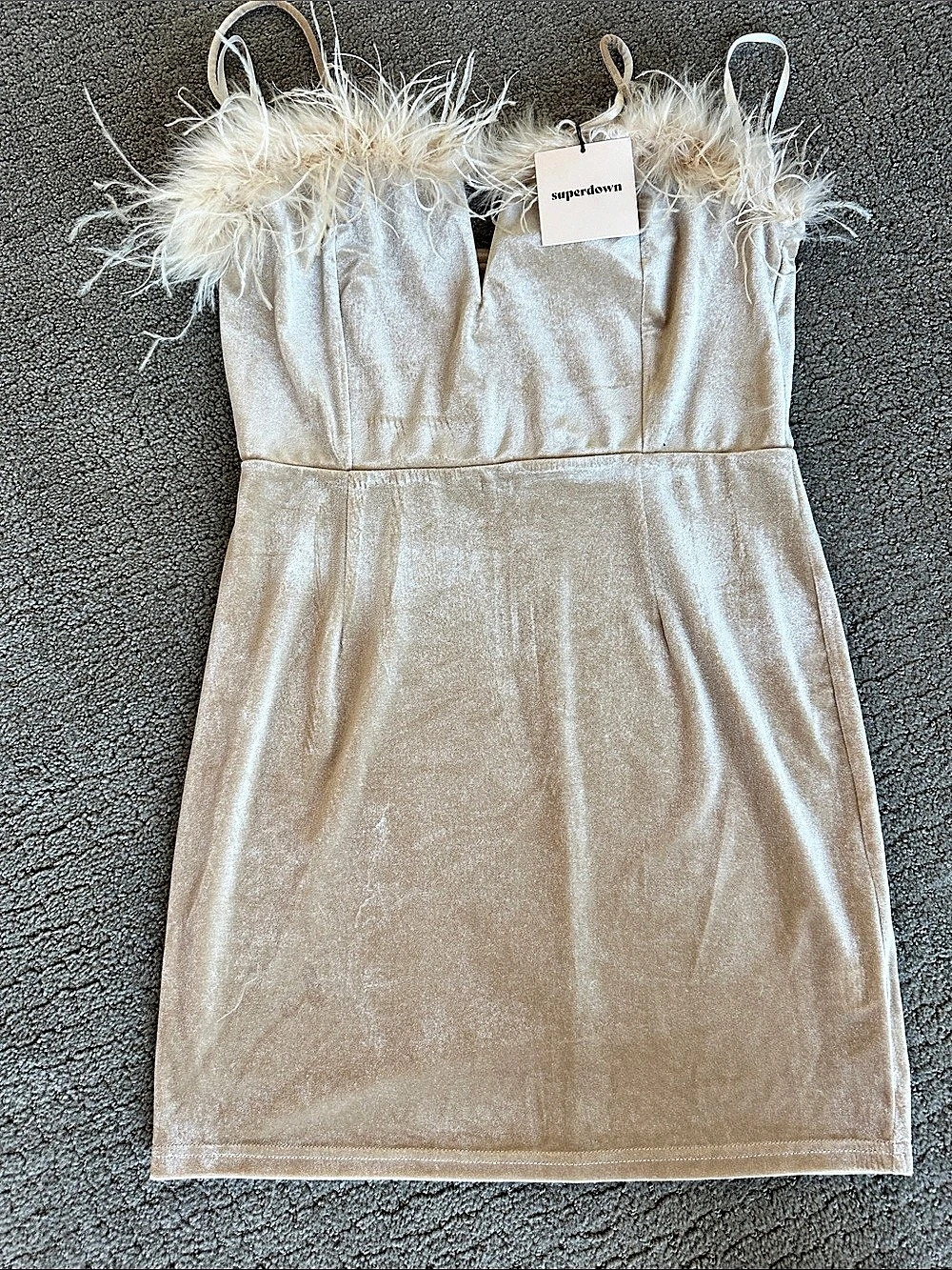 Reformation Feather Trim Mini Dress in White NWT
